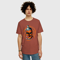 Футболка оверсайз мужская Graffiti smile, цвет: кирпичный — фото 2