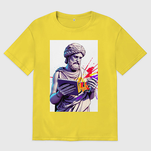 Мужская футболка оверсайз Античная статуя и граффити / Желтый – фото 1
