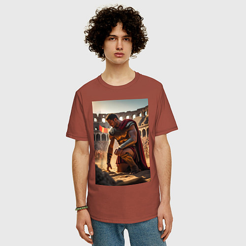 Мужская футболка оверсайз Спартак в Колизее / Кирпичный – фото 3