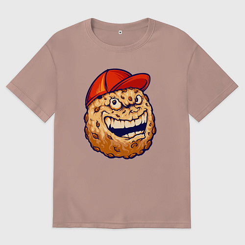 Мужская футболка оверсайз Печенье в кепке / Пыльно-розовый – фото 1