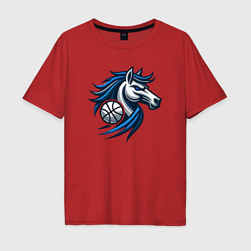 Мужская футболка оверсайз Mavericks horse / Красный – фото 1
