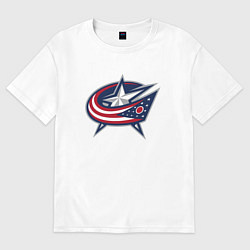 Футболка оверсайз мужская Columbus blue jackets - hockey team - emblem, цвет: белый