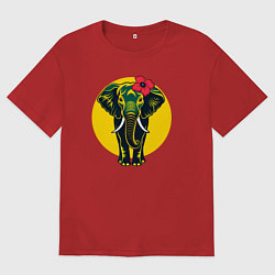 Мужская футболка оверсайз Слон и цветок