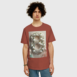 Футболка оверсайз мужская Ландыши девушкам на 8 марта, цвет: кирпичный — фото 2