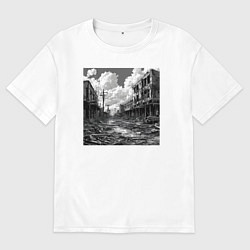 Мужская футболка оверсайз Разрушенный город