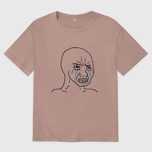 Мужская футболка оверсайз Плачущий мем / Пыльно-розовый – фото 1