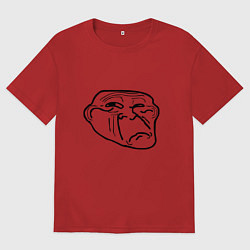 Футболка оверсайз мужская Тролл фейс недовольный мем, цвет: красный
