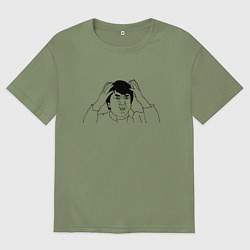 Футболка оверсайз мужская Джеки Чан мем, цвет: авокадо