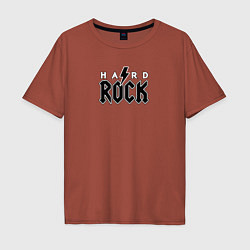Футболка оверсайз мужская Hard rock in black white, цвет: кирпичный