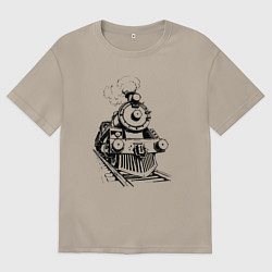 Мужская футболка оверсайз Векторный паровоз