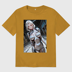 Футболка оверсайз мужская Девушка-наемница, цвет: горчичный