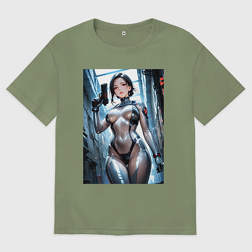 Мужская футболка оверсайз Девушка-наемница / Авокадо – фото 1