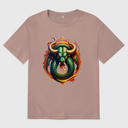 Мужская футболка оверсайз Телец в тени змеи