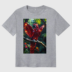 Футболка оверсайз мужская Попугай из драгоценных камней, цвет: меланж