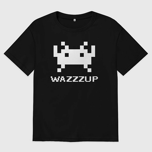 Мужская футболка оверсайз Space invader wazzzup / Черный – фото 1