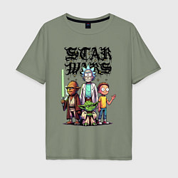 Футболка оверсайз мужская Yoda and Chewbacca are friends of Rick and Morty -, цвет: авокадо