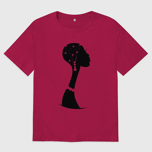 Мужская футболка оверсайз Woman Africa / Маджента – фото 1