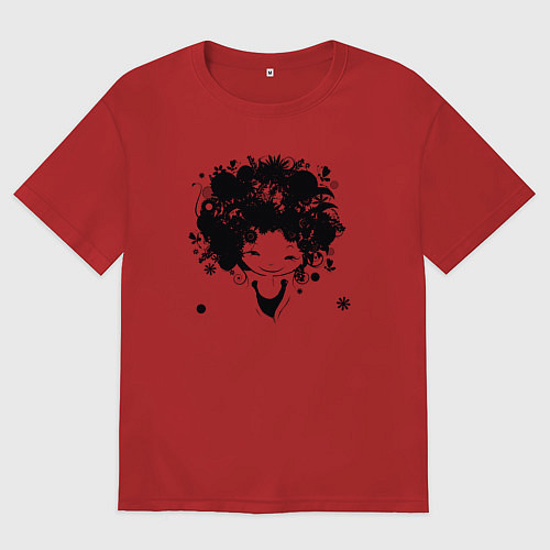 Мужская футболка оверсайз Девочка весна / Красный – фото 1