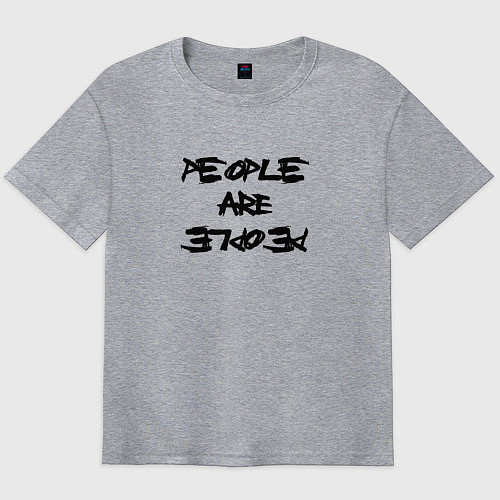 Мужская футболка оверсайз Depeche Mode - people are people font / Меланж – фото 1