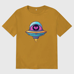 Мужская футболка оверсайз Инопланетная тарелка с сердечком