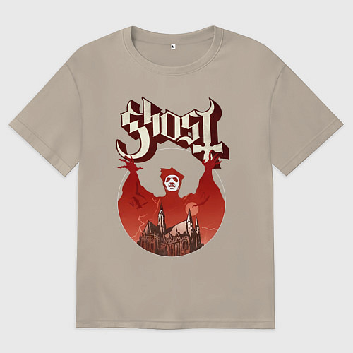 Мужская футболка оверсайз Ghost - Cardinal Copia / Миндальный – фото 1