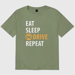 Футболка оверсайз мужская Eat sleep drive, цвет: авокадо