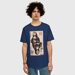 Футболка оверсайз мужская Мона Лиза у стоматолога, цвет: тёмно-синий — фото 2