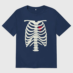 Футболка оверсайз мужская Сердце в скелете, цвет: тёмно-синий