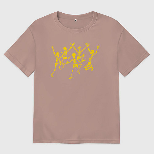 Мужская футболка оверсайз Танцы скелетов / Пыльно-розовый – фото 1