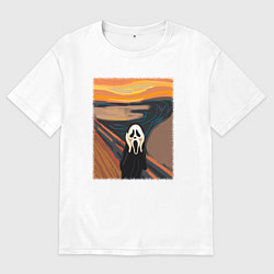Футболка оверсайз мужская Крик картина мунка, цвет: белый