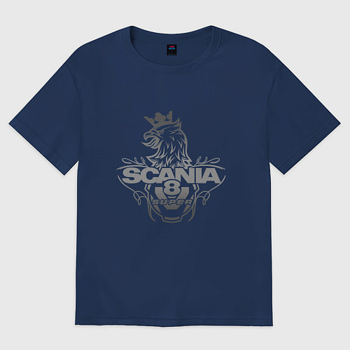 Мужская футболка оверсайз Scania super / Тёмно-синий – фото 1