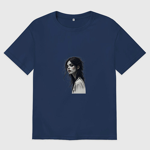 Мужская футболка оверсайз Мрачная красота / Тёмно-синий – фото 1