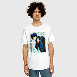 Футболка оверсайз мужская Мегуми фусигуро манга, цвет: белый — фото 2