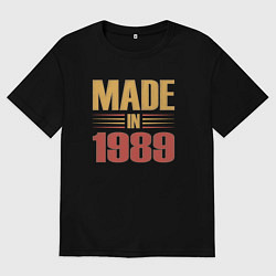 Футболка оверсайз мужская Сделано в 1989 сепия, цвет: черный