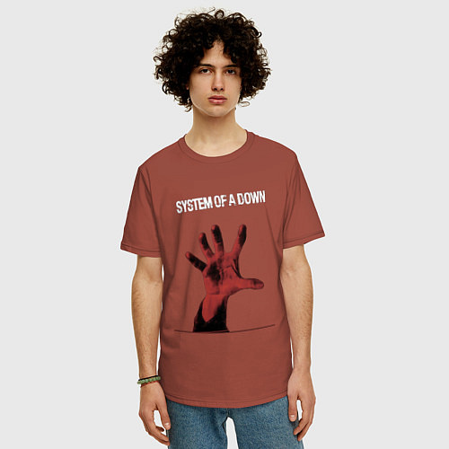 Мужская футболка оверсайз System of a Down toxicity / Кирпичный – фото 3