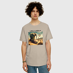 Футболка оверсайз мужская Lirili larili - elephant - brainrot meme, цвет: миндальный — фото 2