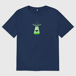 Мужская футболка оверсайз To the Moon - корова и НЛО