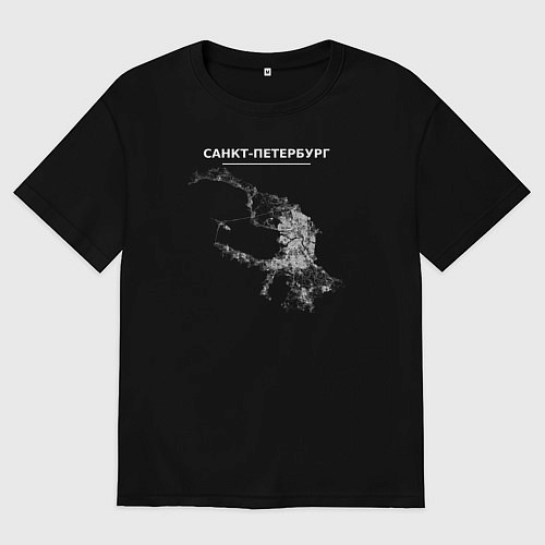 Мужская футболка оверсайз Карта Санкт-Петербург белая / Черный – фото 1
