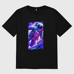 Футболка оверсайз мужская В неоновом космосе, цвет: черный