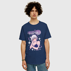 Футболка оверсайз мужская Futsukayoi,Y2K стиль, цвет: тёмно-синий — фото 2