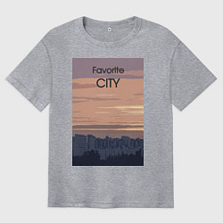 Мужская футболка оверсайз Favorite city с городским пейзажем