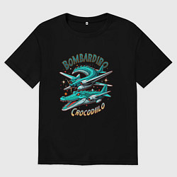 Футболка оверсайз мужская Яркий бомбардиро крокодило, цвет: черный