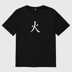 Мужская футболка оверсайз Вторник белым иероглифом