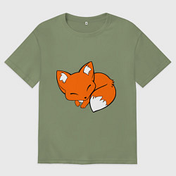 Мужская футболка оверсайз Спящий лисёнок