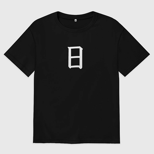 Мужская футболка оверсайз Воскресенье белым иероглифом / Черный – фото 1