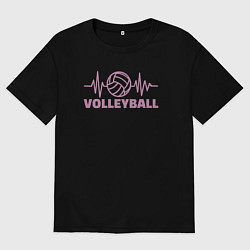 Мужская футболка оверсайз Волейбольный пульс