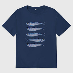 Мужская футболка оверсайз Рыбки акварелью