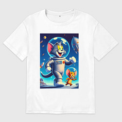 Мужская футболка оверсайз Космонавты Том и Джерри