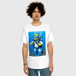 Футболка оверсайз мужская Homer diving - ai art fantasy, цвет: белый — фото 2
