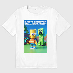 Футболка оверсайз мужская Bart and Creeper - collaboration ai art, цвет: белый